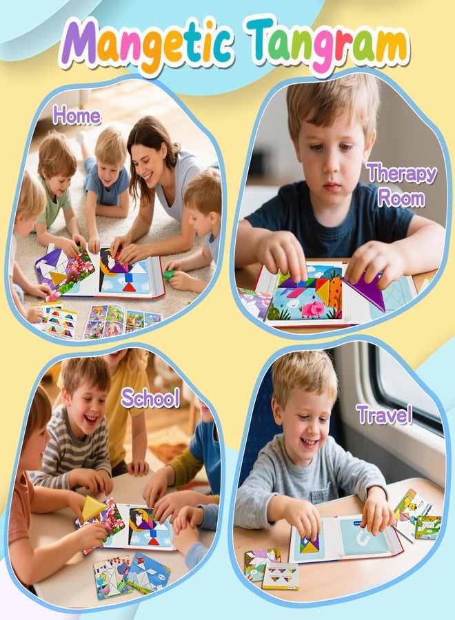 Flamax Magnetic Tangram for Kids Ages 4-8 with 30 Theme Pages & 368 Solutions Patterns Booklet & Metal Board, Magnetic Tangrams Puzzle for Kid, Magnet Tangrams Puzzle, Tangram for Kids Ages 4-8 - Image 3